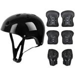 Conjunto de equipamentos de proteção Wokex 7 PCS Kids Roller Skate Helmet Bla