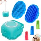 Conjunto de escovas de banho para cães Comotech com dispensador de shampoo, 3 peças, azul