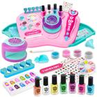 Conjunto de esmaltes BATTOP Kids com mesa de armazenamento e secador de unhas para meninas