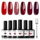 Conjunto de esmaltes em gel modelones Red Ruby Sparks 6 cores 7 mL