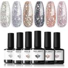 Conjunto de esmaltes Glitter Gel, modelos de 6 cores, 7 ml, Soak Off