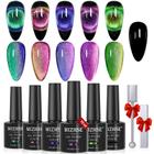 Conjunto de esmaltes MIZHSE 9D Cat Eye Gel com 2 ímãs 10mL x6