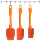 Conjunto de espátula de silicone - 3 peças espátulas resistentes ao calor de silicone - Conjunto de espátula de borracha antiaderente - Espátula de Cozinha para Cozinhar, Mistura - Espátula Flexível para Fritura - Conjunto de Espátula Laranja - DUNCHATY