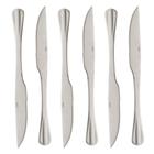 Conjunto de faca de mesa de inox grande com 6 peças prata para alimentos e churrasco - Lyor