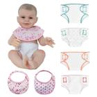 Conjunto de fraldas e babadores SCOM para boneca de 14-18 polegadas