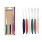 Conjunto de garfos petiscos ipanema laminas aço inox cabos de polipropileno colorido 6 pc tramontina