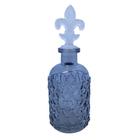 Conjunto de garrafas de vidro c/ tampa flor de lis - 4 pcs azul