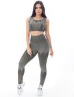 Conjunto de Ginástica Feminino Fitness com Cropped e Calça Estampado - Fitmoda