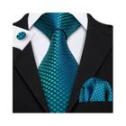 Conjunto de Gravata e Abutões Masculinos - Verde Menta, Cerceta, Oliva e Sálvia