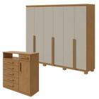 Conjunto de Guarda-roupa Alonzo com Pés e Cômoda da Vinci com Nicho