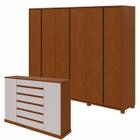 Conjunto de Guarda-roupa Casal Leder 6 Portas com Pése Cômoda Vedra