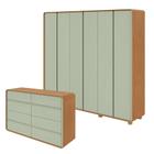 Conjunto de Guarda-roupa Casal Loop 6 Portas com Pése Cômoda 8 Gavetas 152x48x96cm Loop