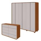 Conjunto de Guarda-roupa Casal Loop 6 Portas com Pése Cômoda 8 Gavetas 152x48x96cm Loop