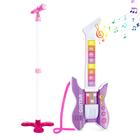 Conjunto de guitarra e microfone DeAO Kids com suporte roxo de 3 a 8 anos