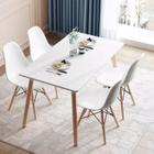 Conjunto de jantar Eames Retangular com 4 cadeiras brancas de 120 cm - Branco