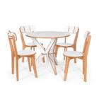 Conjunto de Jantar Itália Mesa 100 cm e 4 Cadeiras em Madeira - Anjo Gabriel Design