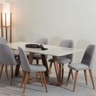 Conjunto de Jantar Mesa com Vidro Avena 6 Cadeiras New Drop - Canella c/ Cinza