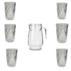 Conjunto De Jarra De Vidro E 6 Copos Diamond Transparente Água Drink Suco Bebidas - 123 Util