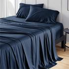 Conjunto de lençóis Bedsure Cooling Twin Size Rayon Bamboo Navy