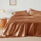 Conjunto de Lençóis Bedsure Satin Queen Size - 4 Peças - Cor Laranja Queimado