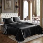 Conjunto de Lençóis CozyLux Satin Queen Size 4 Peças - Preto