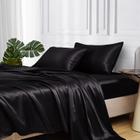 Conjunto de lençóis MR&HM Satin Queen Size, 4 peças, preto