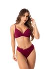 Conjunto De Lingerie Calcinha e Sutiã Com Bojo Malha Canelada Moda Íntima Feminina Sexy