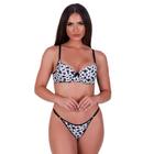 Conjunto de Lingerie com Bojo e Renda Onça e Vaquinha Animal Print Raissa