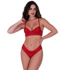 Conjunto de Lingerie com Bojo Tecido Canelado com Detalhe em Renda Nadia