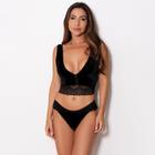 Conjunto de lingerie Cropped De Veludo Sutiã Sem Bojo