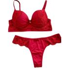 Conjunto de Lingerie Delicado Vermelho com Renda