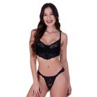 Conjunto de Lingerie Meia Taça Sutiã e Calcinha Detalhe de Renda Adulto Feminino Leticia