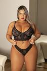 Conjunto de lingerie plus size tipo cropped com bojo, feito em