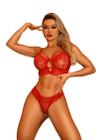 Conjunto de Lingerie Rendada Sem Bojo Strappy Decote