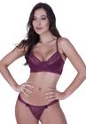 Conjunto de Lingerie sem Bojo e com Aro Calcinha com Sutiã Rendado - MILEIDE