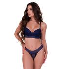 Conjunto de Lingerie Sutiã com Bojo e Calcinha de Renda Elástico Conjunto Jessica