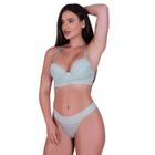 Conjunto de Lingerie Sutiã com Bojo e Calcinha de Renda Elástico Conjunto Jessica