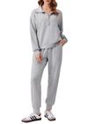 Conjunto de lounge PINSPARK para mulheres de 2 peças 2024 Fall Light Grey M