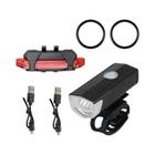 Conjunto de Luzes para Bicicleta USB Recarregável - Frente e Traseira - 3 Modos de Iluminação