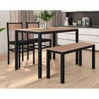 Conjunto de Mesa 110 cm com 2 Cadeiras e 1 Banco Curitiba Preto e Barona