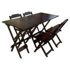 Conjunto de Mesa 1,20x70 e Mesa Aparador Dobrável com 4 Cadeiras - Tabaco