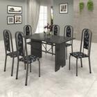 Conjunto de Mesa 140x75cm Tampo Ardósia com 6 Cadeiras Lavínea - Soma Móveis