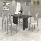 Conjunto de Mesa 140x75cm Tampo Ardósia com 6 Cadeiras Lavínea Soma Móveis