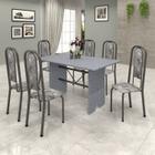 Conjunto de Mesa 140x75cm Tampo Granito com 6 Cadeiras Lavínea Soma Móveis