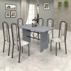 Conjunto de Mesa 140x75cm Tampo Granito com 6 Cadeiras Lavínea Soma Móveis