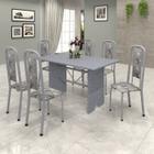 Conjunto de Mesa 140x75cm Tampo Granito com 6 Cadeiras Lavínea Soma Móveis