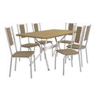 Conjunto De Mesa 1,60m 6 Cadeiras Cromadas Kappesberg Nogueira/cromado