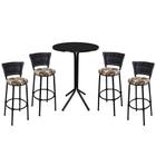 Conjunto de Mesa Bistro Alta Preta e 4 Banquetas Fortmix