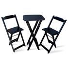 Conjunto de Mesa Bistro Dobravel com 2 Banquetas para Bar e Restaurante - Preto