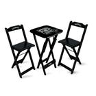 Conjunto de Mesa Bistrô Dobrável Jack Daniel's com 2 Banquetas de Madeira Preta